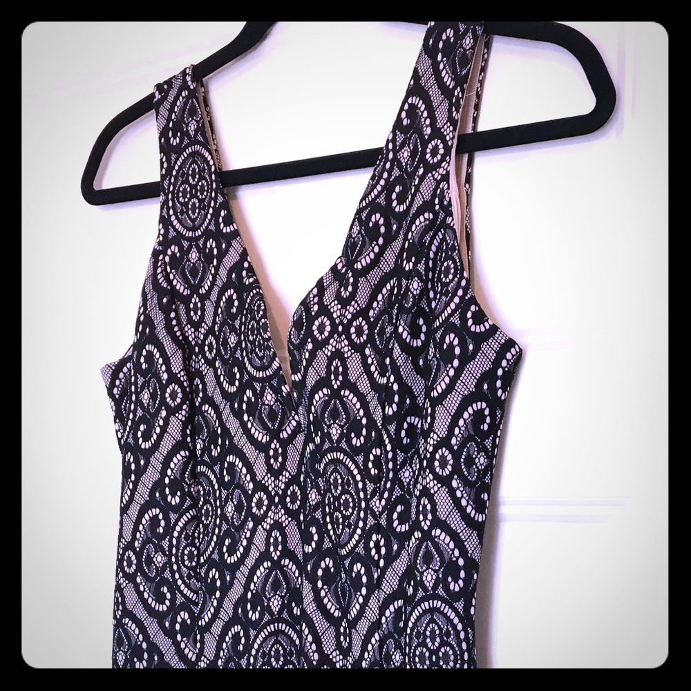 Formal Bailey Blue Black Lace Mermaid Dress (M)